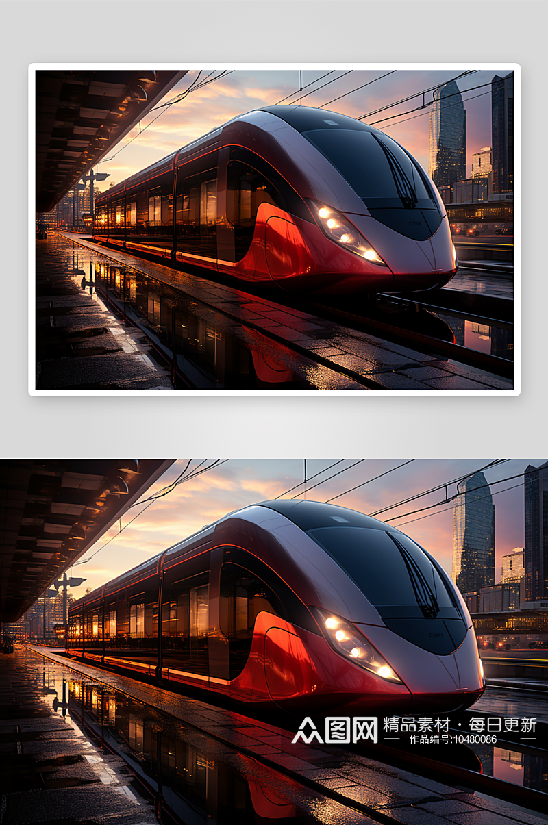 现代化高速行驶的列车背景素材