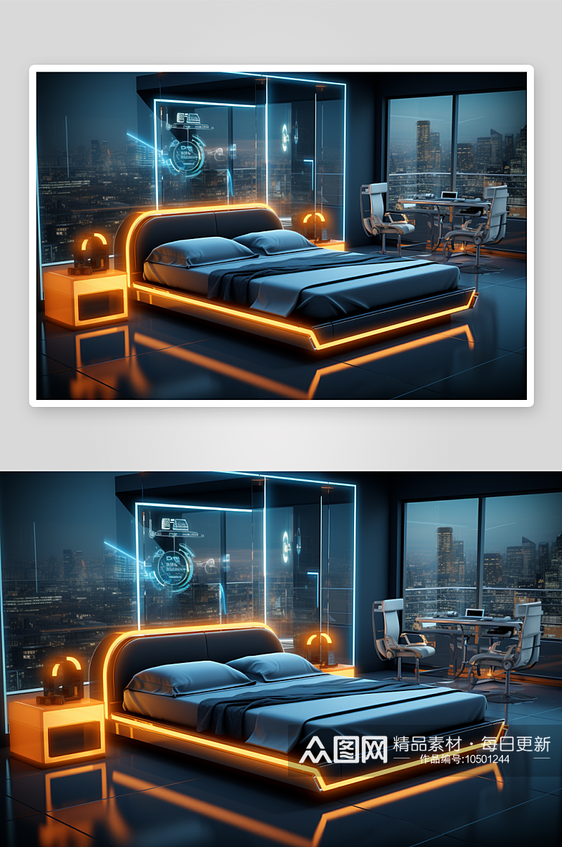 现代化科技感卧室室内背景素材