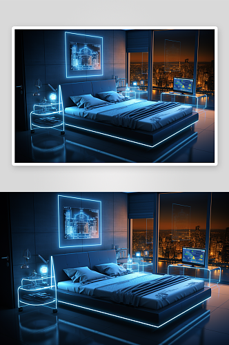 现代化科技感卧室室内背景
