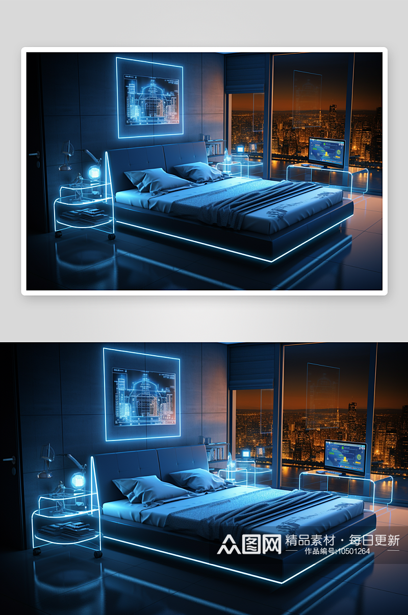 现代化科技感卧室室内背景素材