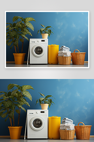 现代化居家使用的洗衣机场景