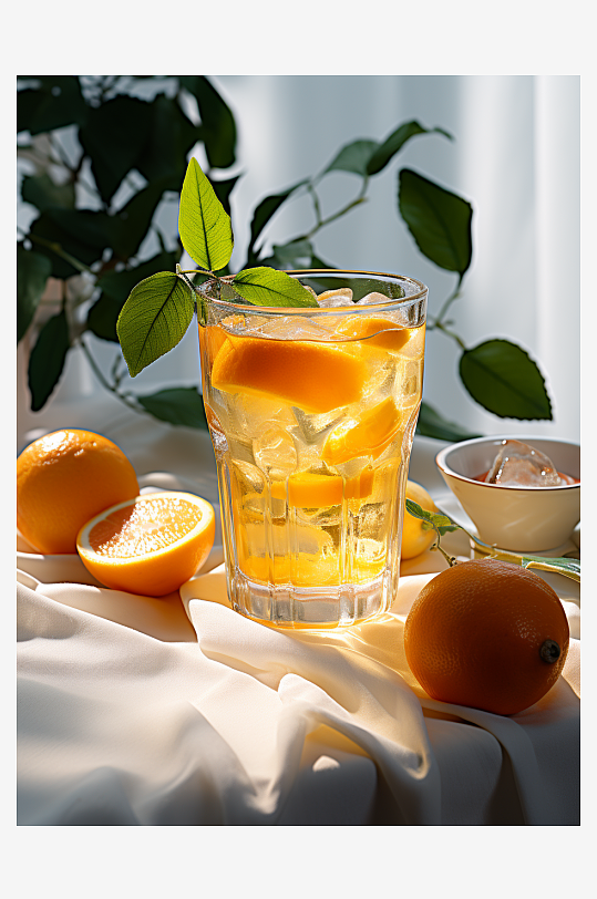数字艺术美味橙子冷饮