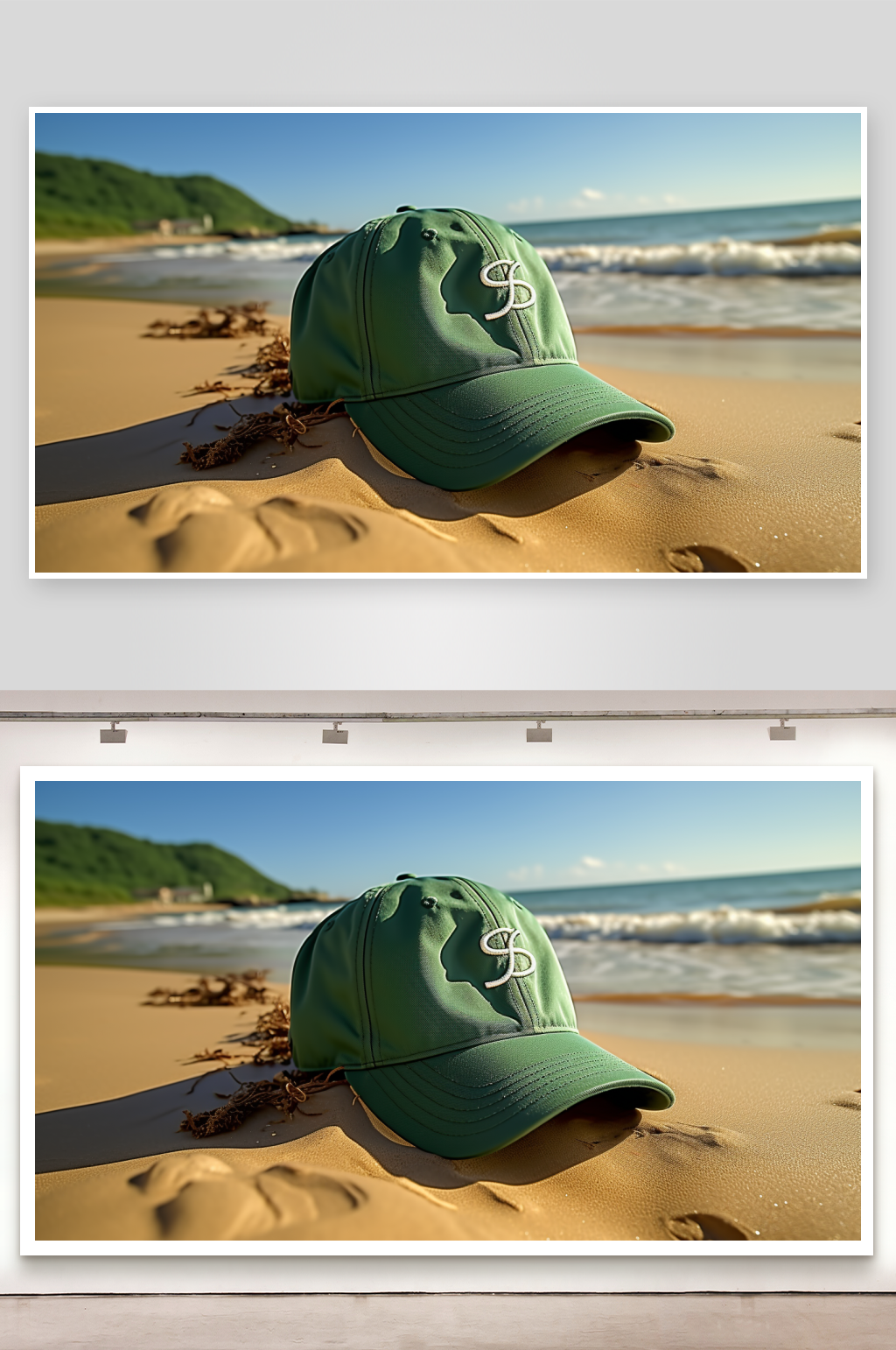 沙滩上的遮阳帽背景素材