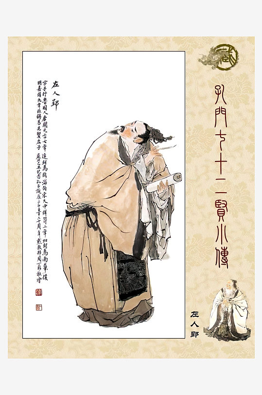 高清古典孔门贤者中式装饰画-众图网