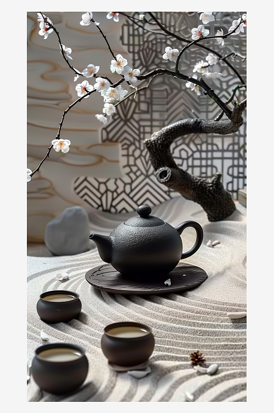 典雅茶壶茶艺场景-众图网
