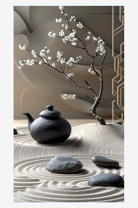 典雅茶壶茶艺场景-众图网