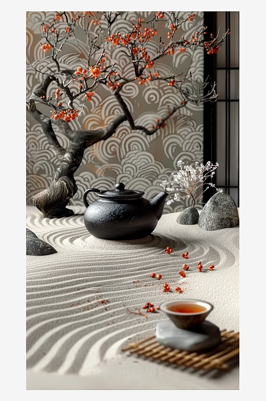 典雅茶壶茶艺场景-众图网