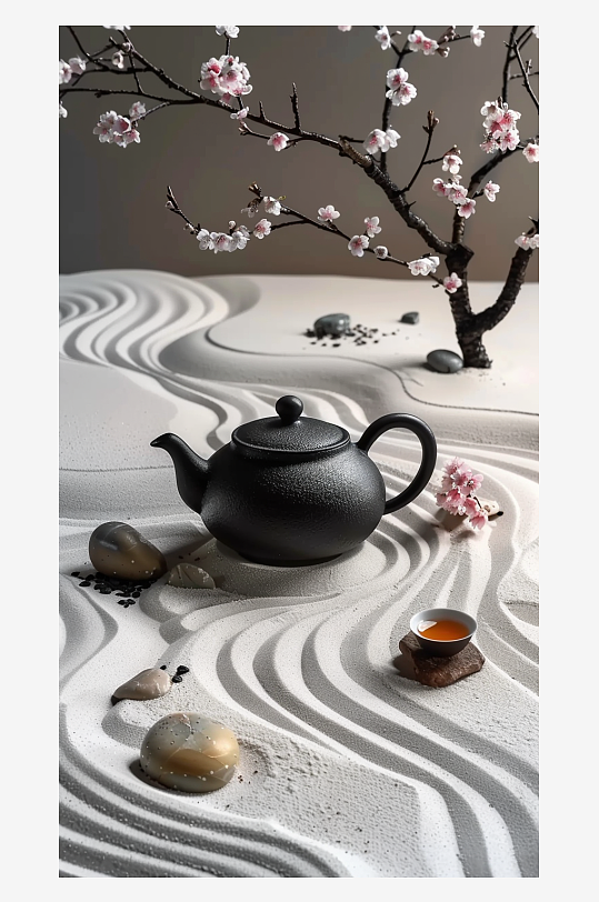 典雅茶壶茶艺场景-众图网