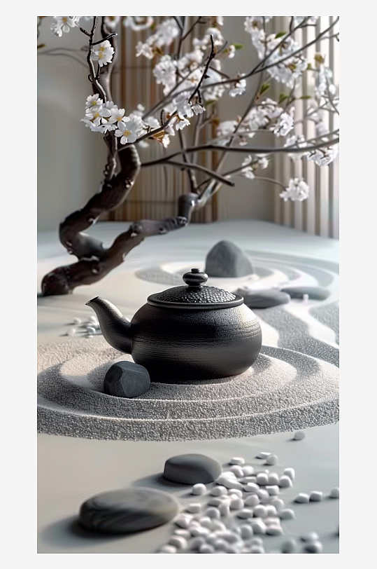 典雅茶壶茶艺场景-众图网