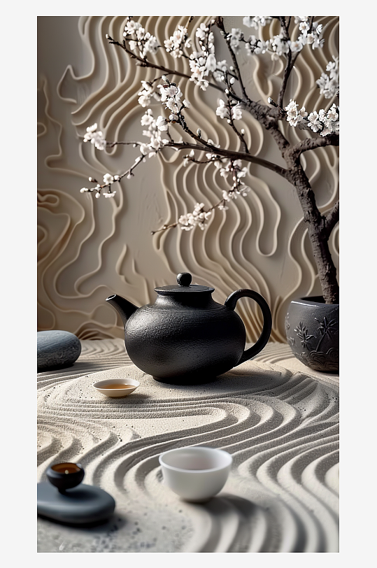 典雅茶壶茶艺场景-众图网