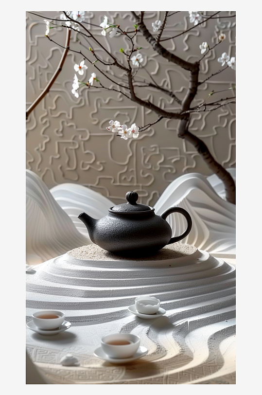 典雅茶壶茶艺场景-众图网