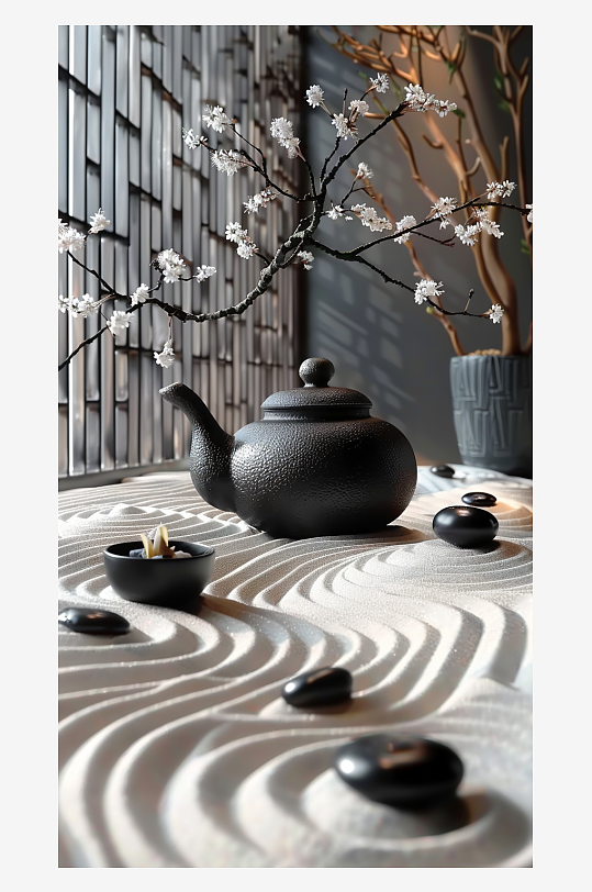 典雅茶壶茶艺场景-众图网