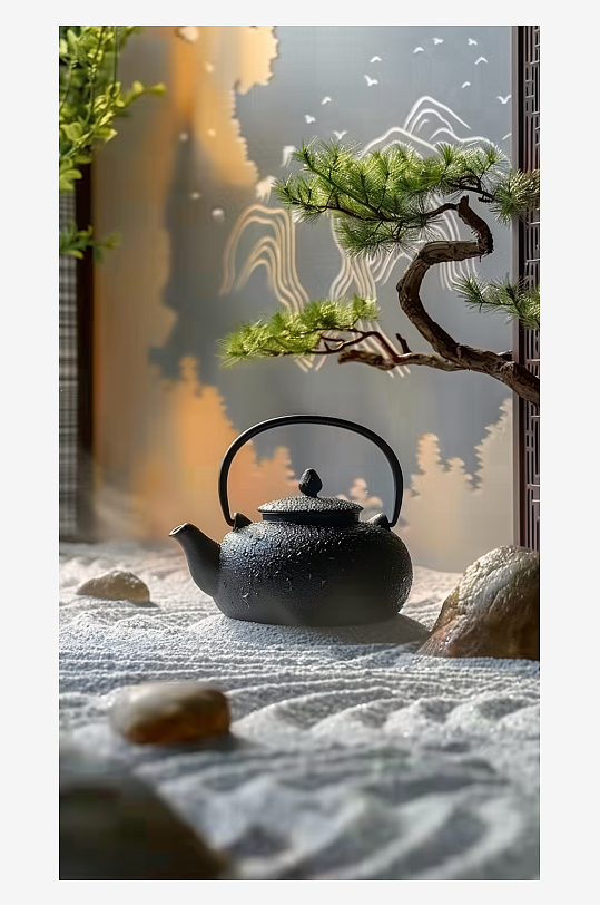 典雅茶壶茶艺场景-众图网