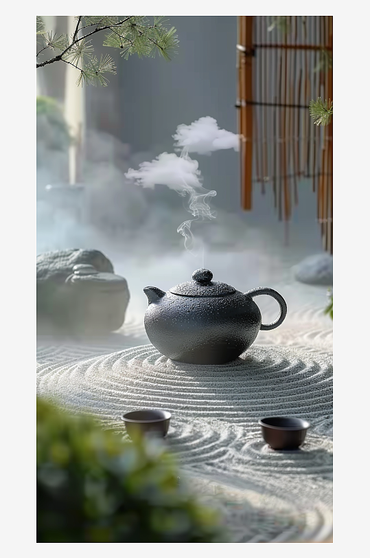 典雅茶壶茶艺场景-众图网