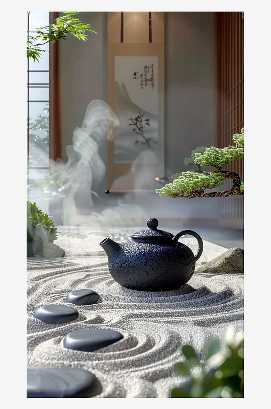 典雅茶壶茶艺场景-众图网