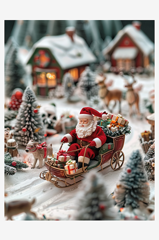 坐着雪橇的圣诞老人-众图网