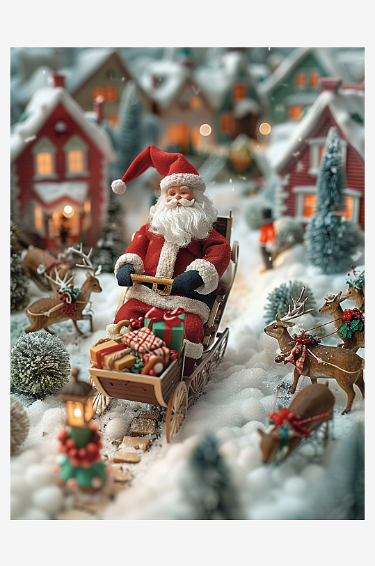 坐着雪橇的圣诞老人-众图网
