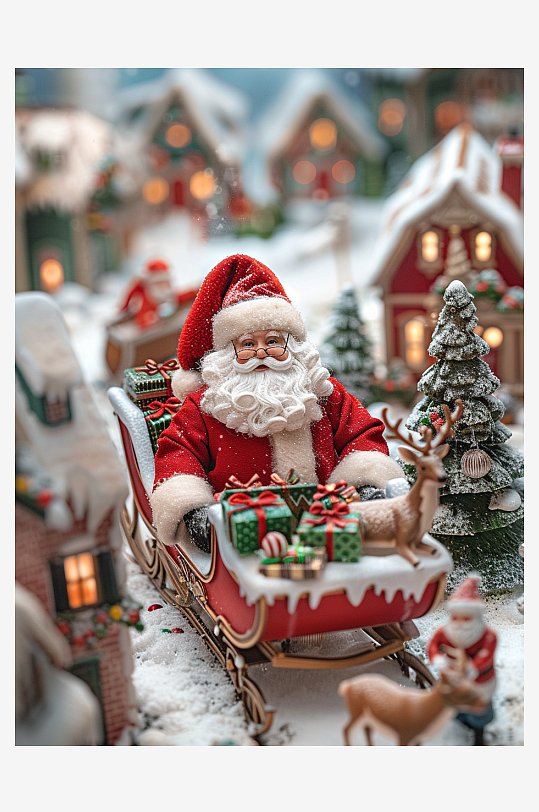 坐着雪橇的圣诞老人-众图网