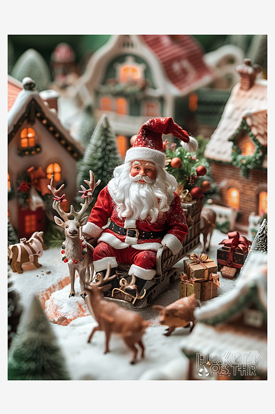 坐着雪橇的圣诞老人-众图网