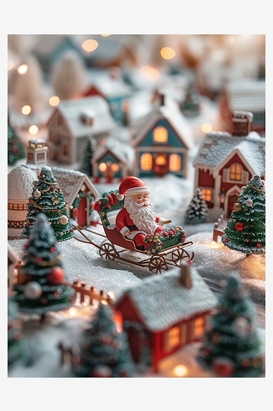 坐着雪橇的圣诞老人-众图网