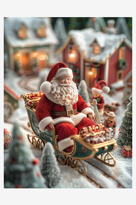 坐着雪橇的圣诞老人-众图网