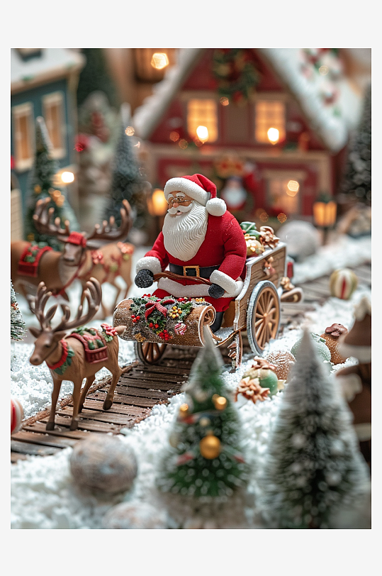 坐着雪橇的圣诞老人-众图网