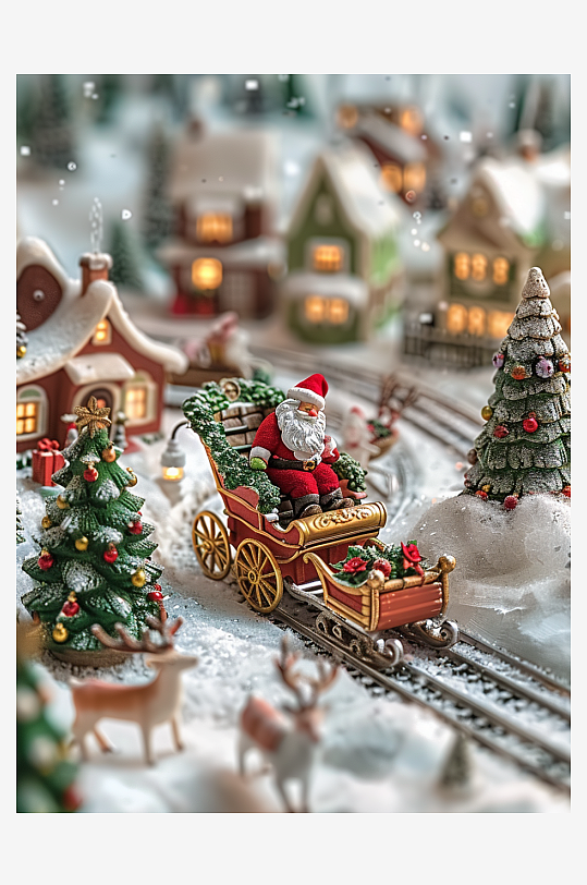 坐着雪橇的圣诞老人-众图网