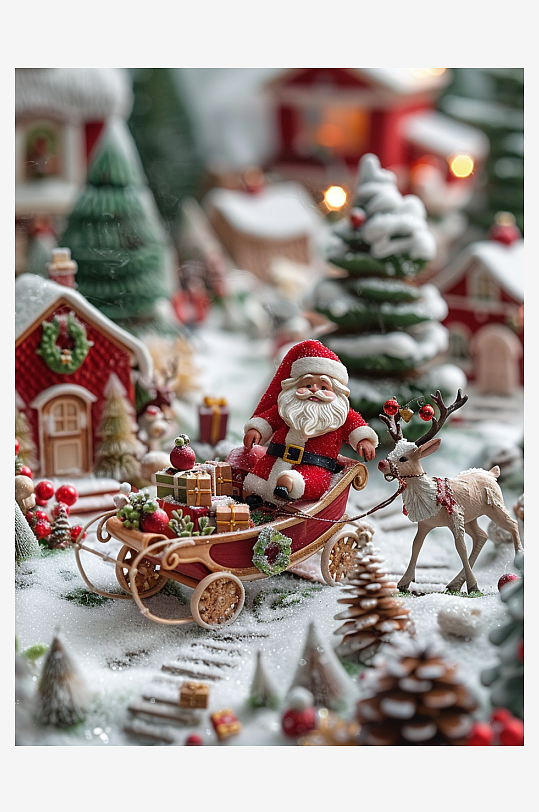 坐着雪橇的圣诞老人-众图网