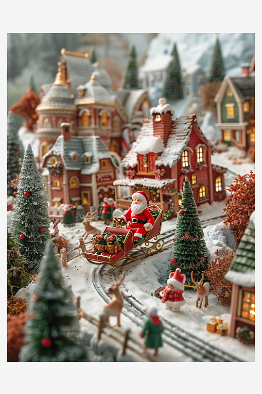 坐着雪橇的圣诞老人-众图网