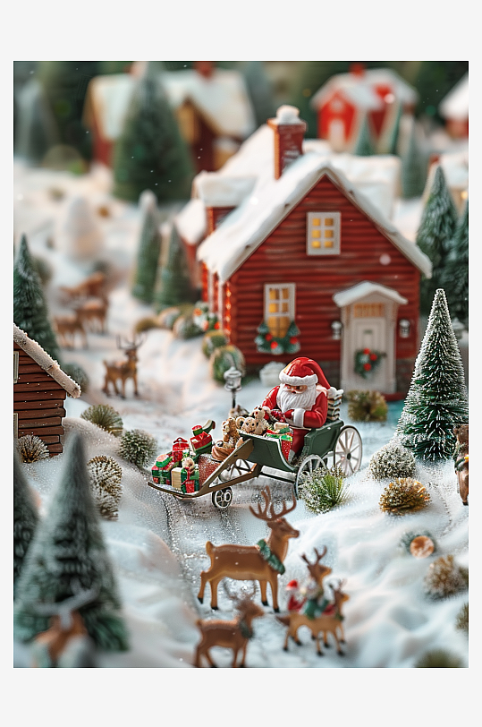 坐着雪橇的圣诞老人-众图网