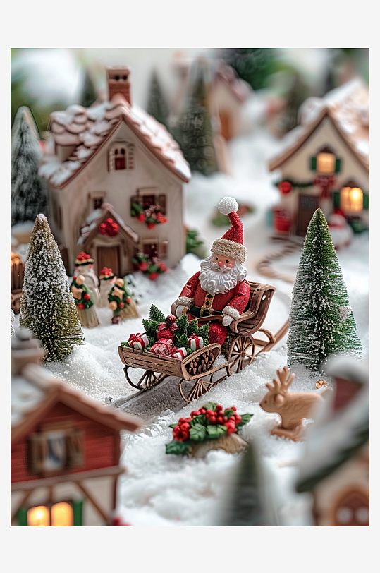 坐着雪橇的圣诞老人-众图网