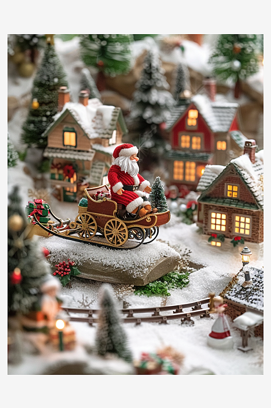 坐着雪橇的圣诞老人-众图网