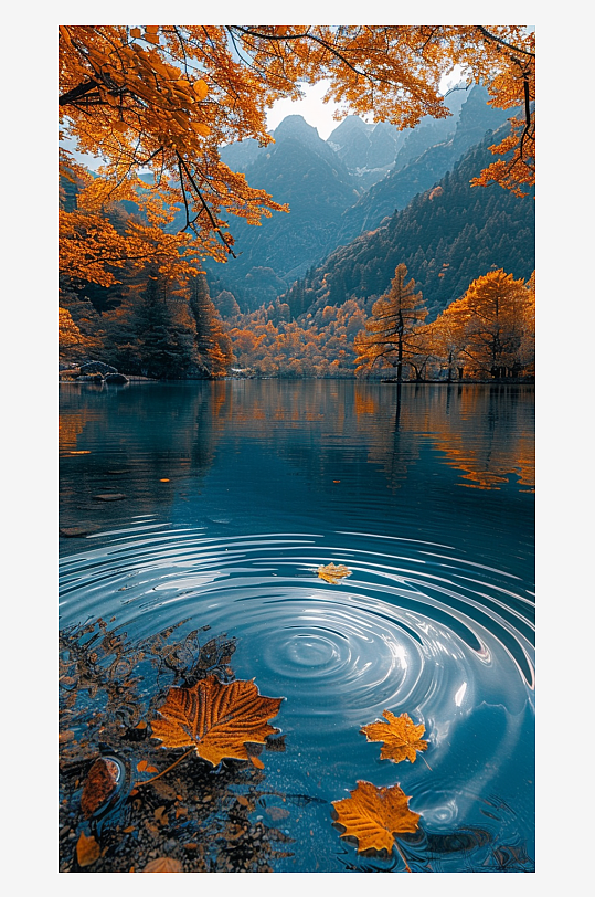 唯美秋季山水景色-众图网