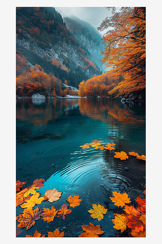 唯美秋季山水景色-众图网