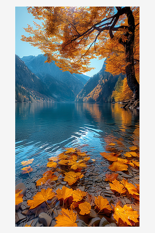 唯美秋季山水景色-众图网