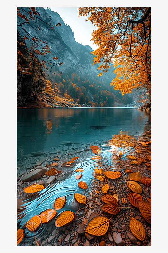 唯美秋季山水景色-众图网