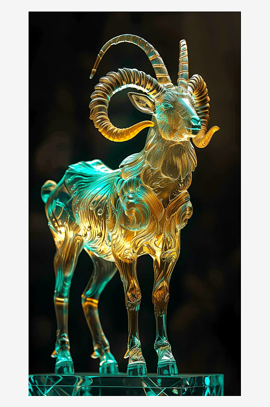 唯美漂亮的山羊摆件-众图网