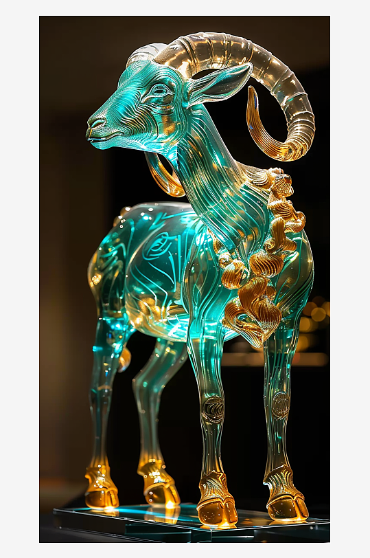 唯美漂亮的山羊摆件-众图网