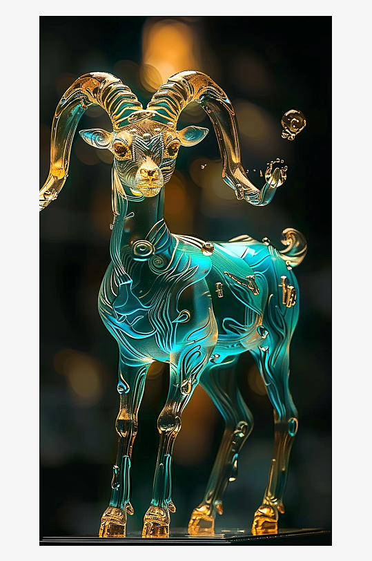 唯美漂亮的山羊摆件-众图网