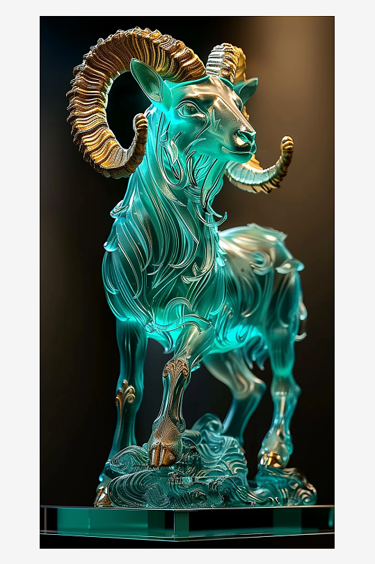 唯美漂亮的山羊摆件-众图网