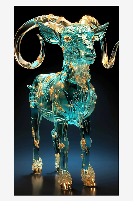 唯美漂亮的山羊摆件-众图网