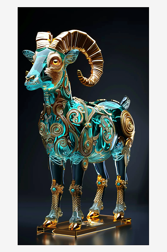 唯美漂亮的山羊摆件-众图网