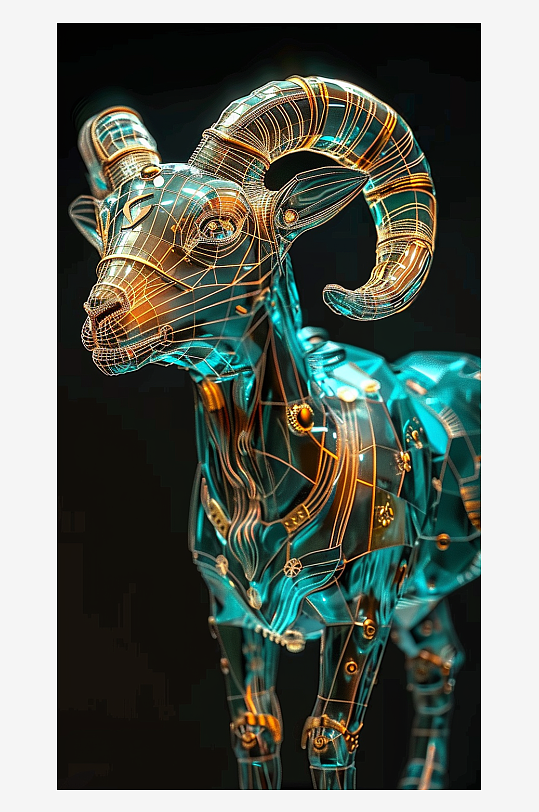 唯美漂亮的山羊摆件-众图网