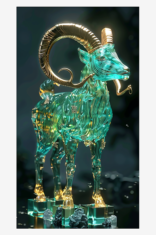 唯美漂亮的山羊摆件-众图网