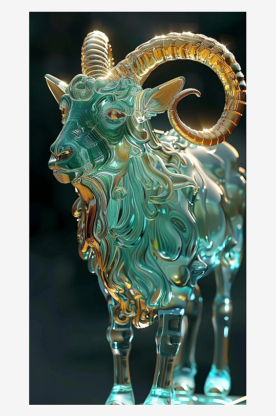 唯美漂亮的山羊摆件-众图网