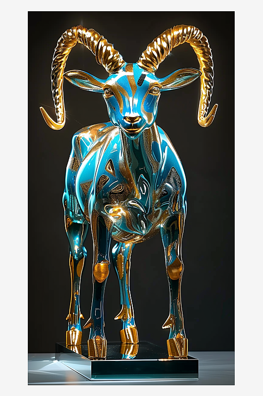 唯美漂亮的山羊摆件-众图网