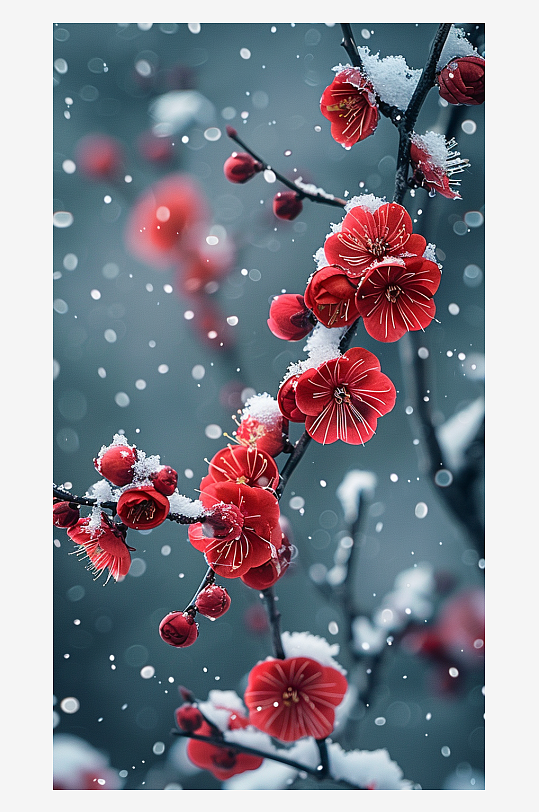 冬季盛开的美丽梅花-众图网