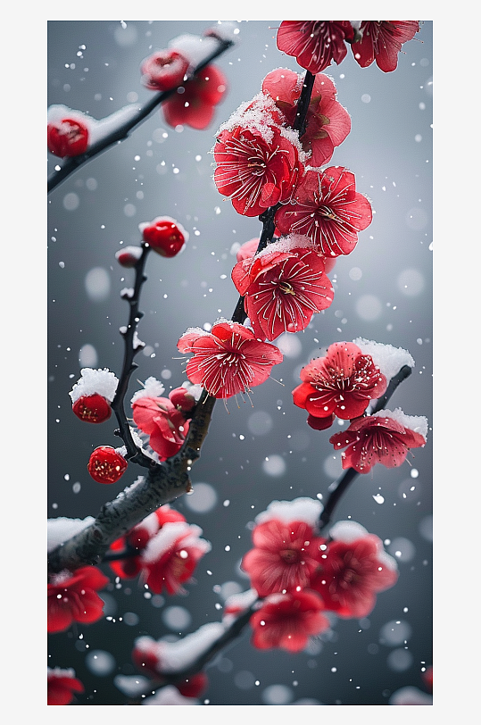 冬季盛开的美丽梅花-众图网