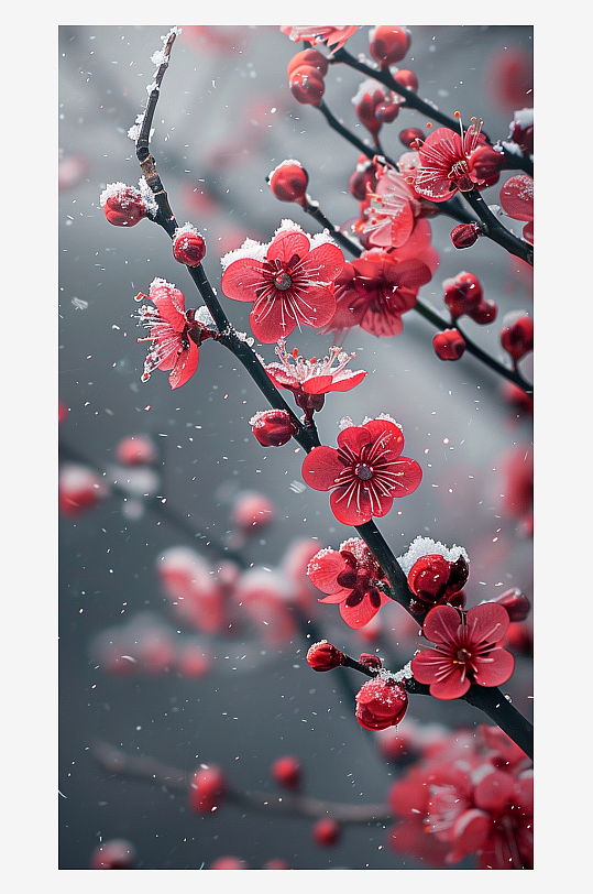 冬季盛开的美丽梅花-众图网