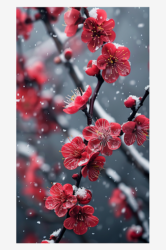 冬季盛开的美丽梅花-众图网